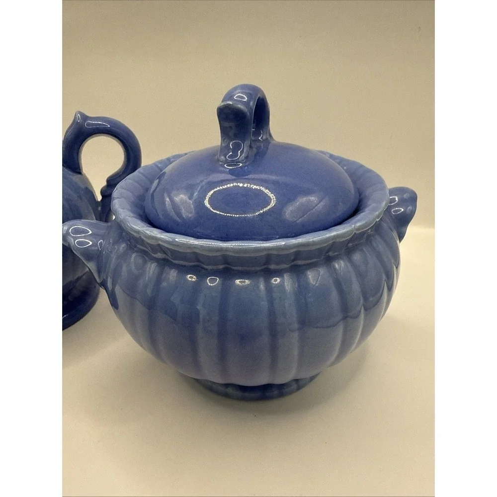 Stangl Pottery Cream And Sugar‎ Set Colonial Blue MCM Vintage